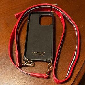 Bandolier Red and Black Crossbody Strap Phone Case for iPhone 15 ProMax EUC